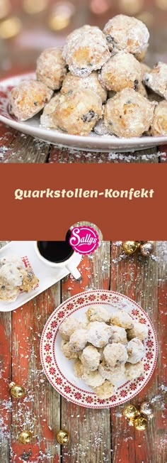 an image of some food on a plate and the words quarkstollen korffakt above it