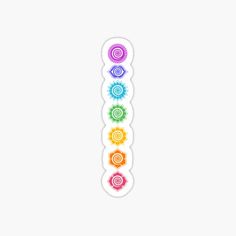 the seven chakras sticker is shown in different colors and sizes, including one with