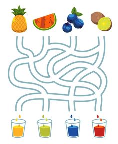 a maze game with fruits and drinks