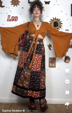 Eccentric Summer Outfits, Artsy Boho Outfits, Whimsigoth Aesthetic Fashion, Whimsigoth Outfits Casual, 70s Inspired Outfits, Witchy Outfits, 70s Inspired Fashion, Whimsy Goth