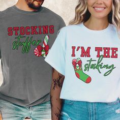 These are UNISEX SIZES  Couples Christmas Shirts, Funny Christmas Shirt Gift for Couple Chest Nuts Shirt Boyfriend Christmas Gift Husband Ugly Christmas Sweater Men Comfort Colors introduces the "Comfort Colors 1717" garment-dyed t-shirt; a fully customizable tee made 100% with ring-spun cotton. The soft-washed, garment-dyed fabric brings extra coziness to your wardrobe while the relaxed fit makes it an excellent daily choice. The double-needle stitching throughout the tee makes it highly durable while the lack of side-seams helps the shirt retain its tubular shape. Discover all 58 colors in our Comfort Colors 1717 color charts below. .: The Comfort Colors 1717 tee is made with medium fabric (6.1 oz/yd² (206.8 g/m consisting of high quality, 100% ring-spun US cotton for long-lasting comfor Couple Christmas Shirts Funny, Couple Christmas Costume Ideas, Funny Christmas Couple Shirts, Funny Couples Christmas Shirts, Funny Christmas Shirts For Couples, Funny Couple Christmas Shirts, Funny Couples Shirts, Cricut Shirts For Men, Inappropriate Christmas Shirts