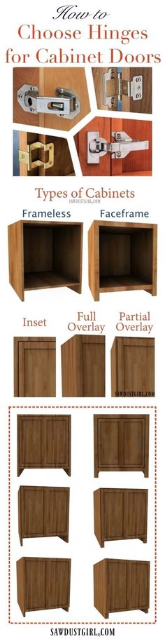 different types of cabinet doors with instructions to make them look like they are made out of wood