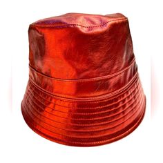 New With Tag One Size 45% Cotton, 55% Pu Leather Shining And Soft Very Smooth And Beautiful Red Leather Bucket Hat, Leather Hat, Anthropologie Accessories, Leather Hats, New Woman, Pu Leather, Anthropologie, Women Accessories, Hats