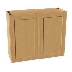 a wooden cabinet with two doors and one drawer