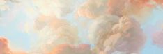 an oil painting of colorful clouds in the blue sky with white and pink colors on it