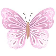 a pink butterfly with white spots on it's wings