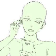 a drawing of a woman holding a cell phone to her ear and looking at it