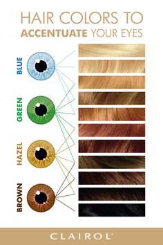 Hair Colors For Blue Eyes, Clairol Hair Color, Clairol Hair, Eye Color Chart, Which Hair Colour, Hair Color Chart, Color Guide, Blonde Hair With Highlights, Brown Blonde Hair