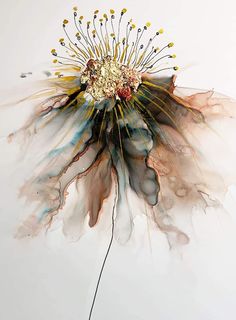 a painting of a dandelion on a white background