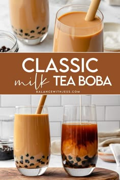 Need easy refreshing drinks to make at home? Try this classic boba milk tea recipe! If you've never tried boba before, they're chewy black tapioca balls. For this recipe, we pair it with black tea, milk creamer and sweetener to make the perfect homemade boba milk tea. Classic Milk Tea Recipe, Boba Milk Tea Recipe, Easy Refreshing Drinks, Boba Business, Milk Tea With Boba, Classic Milk Tea, Homemade Boba, Milk Tea Recipe, Homemade Brown Sugar