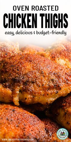 the cover of oven roasted chicken thighs