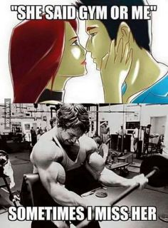 a man and woman are in the gym with each other, one is holding a barbell