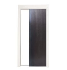 Keep it simple with the Industry Single Pocket Door. This pocket door is made of solid wood with metal plates on the front and back, meaning that the wood is exposed on the sides. The pocket door function is ideal for saving space and maintaining a room's open appearance. This pocket door is available in multiple finishes and sizes. Handmade in the USA with anti-warping technology. Rustica's metal-framed pocket doors come pre-fabricated with the edge pull matching the door frame finish and insta Single Pocket Door, Industrial Barn Door, Pocket Door Pulls, Pocket Door Hardware, Door Black, Metal Plates, Pocket Door, Door Kits, Steel Sheet