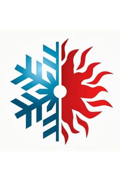 a red and blue snowflake with the word fire on it's side