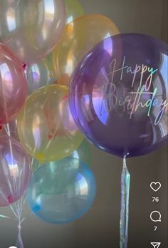 a bunch of balloons with the words happy birthday written on them