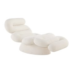 an image of a white chair with pillows on the bottom and backrests that are shaped like reclining couches