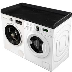 a white and black washing machine on a white background