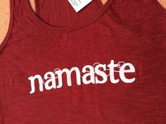 CHEWYLOU Racerback Graphic Tee Size M Lot NAMASTE BALANCE YOGA T-SHIRT Women Top #Chewylou #TShirt #Casual Balance Yoga, Stylish Tank Tops, Sleeveless Outfit, Yoga Tshirt, Tank Top Camisole, Yoga Girl, Athletic Apparel, Red Top