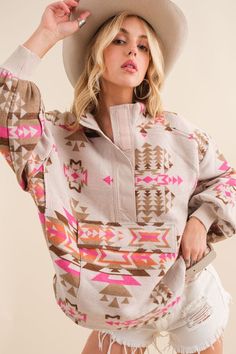 Western Pullover, Western Women, Rugged Look, Western Design, Sweater Fits, Aztec Pattern, Oversized Pullover, Pullover Sweater Women, Eclectic Style