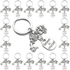 a key chain with two charms and the words dearest you've ever written on it