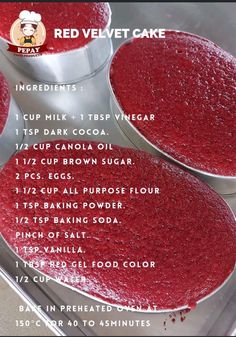 red velvet cake recipe with instructions on how to make it