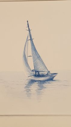 a drawing of a sailboat in the water