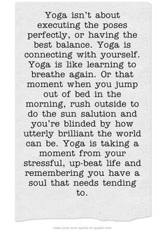 a poem written in black ink on white paper, with the words yoga isn't about