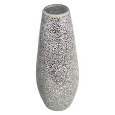 a white vase with silver speckles on the top and bottom, sitting in front of a white background