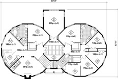 the floor plan for a round house with three levels and four bedroom, two bathrooms