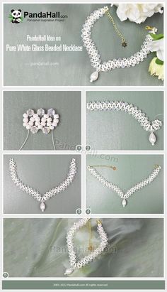 the instructions for how to make a beaded necklace with pearls and pearls on it