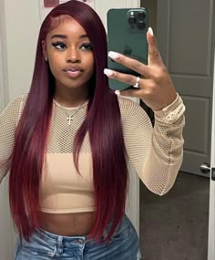 Red Hair Outfits, Birthday Hairstyles, Short Sassy Hair, Wig Ideas, Quick Weave Hairstyles, Coloured Hair, Pretty Hair Color, Burgundy Hair, Dope Hairstyles