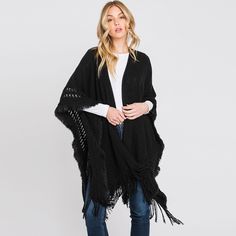 Size : 35.5" X 27.5" Material : 100% Acrylic Velvet Jackets Women, Trendy Cardigans, Sleeveless Duster, Velvet Cardigan, Embroidered Kimono, Long Sleeve Denim Jacket, Poncho Shawl, Camo Fashion, Knit Poncho