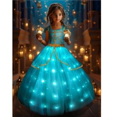 Magical Led Princess Dress Up Clothes Costume Girls Princess Cosplay Party Supply Christmas Blue Green. Magical Light Up Dress Make Your Little Princess Dreams Come True With Uporpor Magical Light Up Princess Dress Costume Which Features A Fun And Magic Design With Sparkling Lights That Will Enchant Girls Unleash The Magic With Uporpor For Girls - Our Dazzling Light Up Princess Costume Boasts Quality Waterproof Led Lights, Perfectly Concealed And Arranged In Lining To Ensure Our Princess Dress U Princess Costumes For Girls, Princess Fancy Dress, Light Up Dresses, Dress Up Clothes, Halloween Princess, Christmas Blue, Princess Cosplay, Princess Dress Up, Girls Dress Up