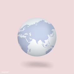 a blue and white globe on a pink background