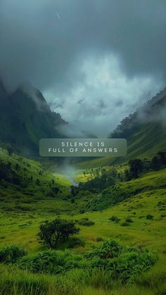 a green valley with mountains in the background and text that reads, science is full of answers