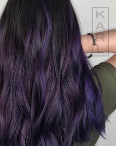 Indigo Highlights, Dark Plum Hair, Aesthetic Balayage, Balayage Ombre Hair, Honey Aesthetic, Plum Hair