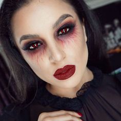 Women’s Devil Makeup, Devil Inspired Makeup, Faschings Make Up, Vampire Make Up, Devil Makeup Look, Halloween Makeup Vampire, Halloween Schminke