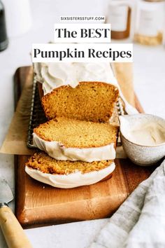 two slices of pumpkin bread sitting on top of a cutting board