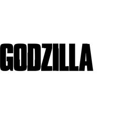 the word godzilla written in black on a white background