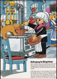 an advertisement for bread in the kitchen with cartoon characters