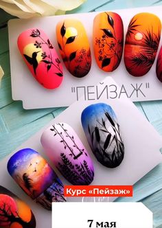 Petals Nail Art, Landscape Nail Art, Sunset Nail Art, Latest Nail Art Designs, Crazy Nail Art