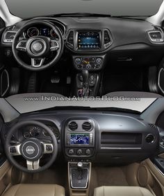 the interior of a car with dashboard, steering wheel and infotains on display