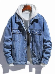 Mens Smart Casual Outfits, Smart Casual Men, Mens Winter, Cool Outfits For Men, Smart Casual Outfit, Denim Jacket Men, Cool Jackets, Denim Details, Slim Dresses