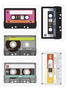 four different cassettes are shown with the same color and size as they appear in this illustration