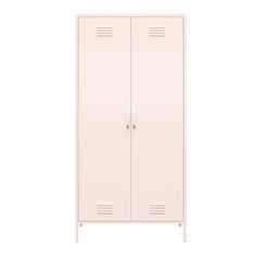 a white locker with two doors on each side