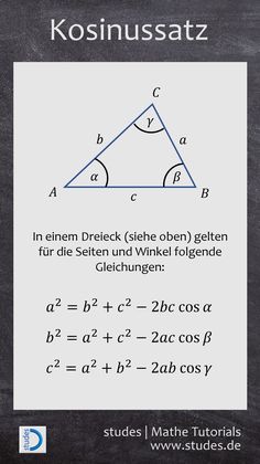 a blackboard with an image of a triangle and the words kosinusatz