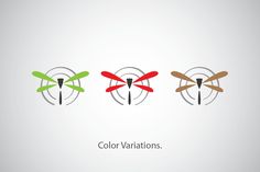 three different colored dragonflies on a white background with the words color variations above them