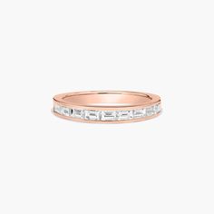 14K Rose Gold Baguette Wedding Ring ( .70 CTW.). Designed to fit together, side by side, with the same shapes, sizes and setting styles of the engagement ring. Striking and symmetrical! Channel Set Baguette Ring, Baguette Wedding Rings, Baguette Ring, Diamond Settings, Engagement Ring Styles, Diamond Design, Baguette Diamond, Dream Ring, Designer Engagement Rings