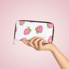 🍓Sweet Strawberries Zipper Wallet🍓 ❤️Material: 100% PU leather ❤️Durable high-quality nylon zip and alloy hardware ❤️Gold color thread stitching ❤️Pockets for cash, credit cards, coins, and checkbook ❤️One size: 7.87" x 4.33" (20cm x 11cm) Clip Wallet, Money Clip Wallet, Zipper Wallet, Zip Wallet, Money Clip, Credit Cards, Purse Wallet, Leather Wallet, 20 Cm