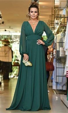 Cheap Bridesmaid Dresses Online, Cheap Homecoming Dresses, Floor Length Chiffon Bridesmaid Dresses, Dress With Pleats, Cheap Bridesmaid, Plunging Neck, Cheap Bridesmaid Dresses